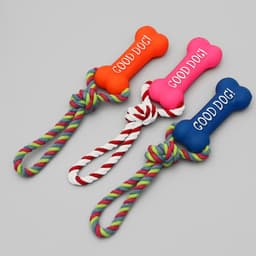 Игрушка для собак «Кость», 14 см, резиновая, с ручкой из каната, до 37 см, цвет МИКС