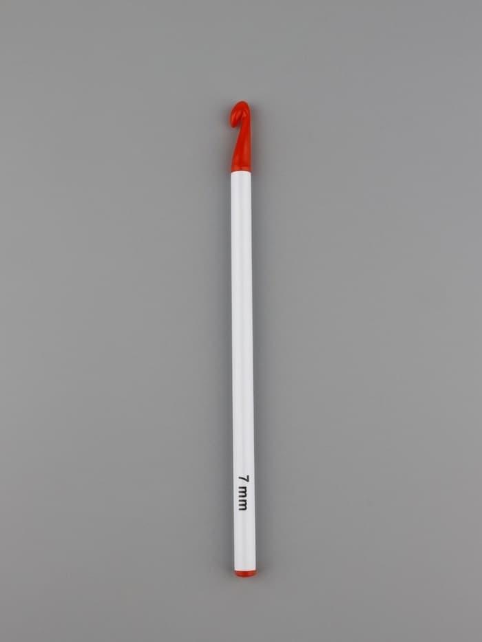 Крючок для вязания, d=7 мм, 16 см, белый, красный