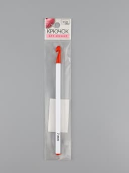 Крючок для вязания, d=7 мм, 16 см, белый, красный