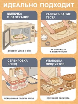 Бумага для выпечки марка «П», подпергамент, 30 см×100 м, плотность 45 г/м², бежевая