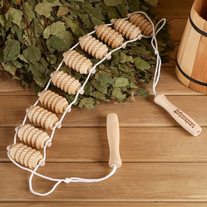 Массажёр - лента, зубчатый, деревянный, универсальный, 10 звеньев