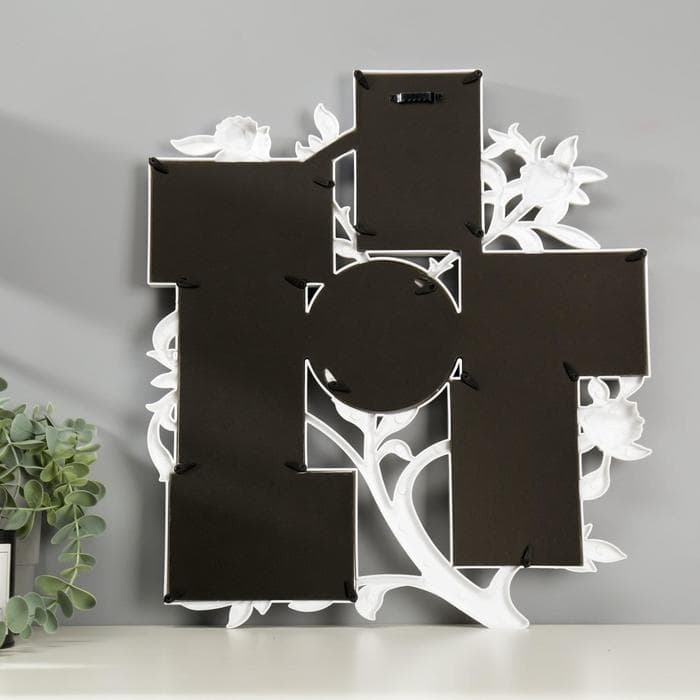 Фоторамка - коллаж на 7 фото 10×10 см, 9×13 см «Розовый сад», белая, 43.5×39 см