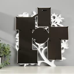 Фоторамка - коллаж на 7 фото 10×10 см, 9×13 см «Розовый сад», белая, 43.5×39 см