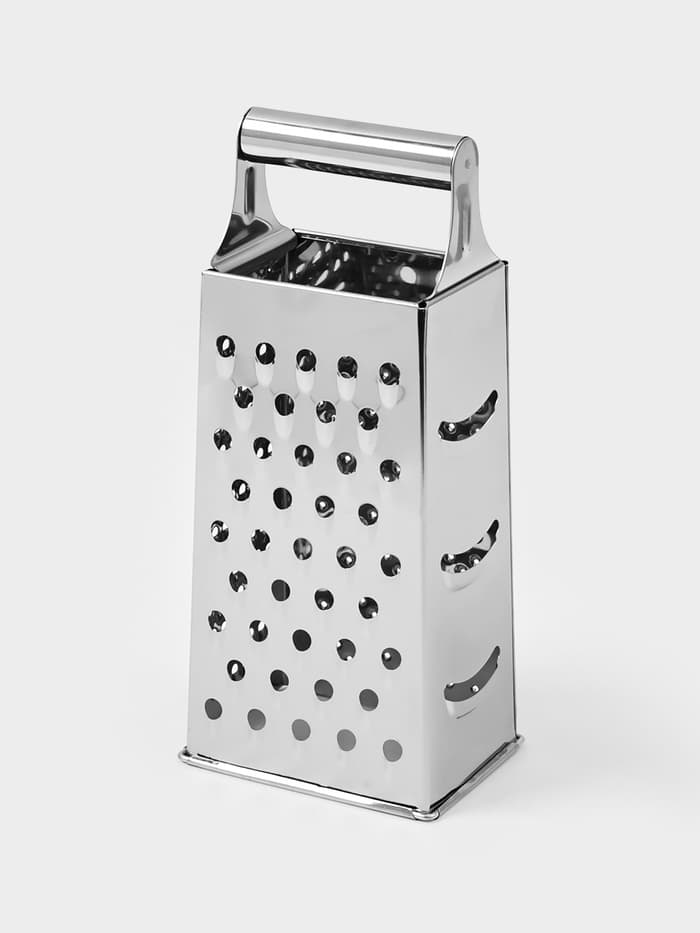 Тёрка четырёхгранная Доляна «Металлик», 10×7.5×23.5 см, цвет хромированный