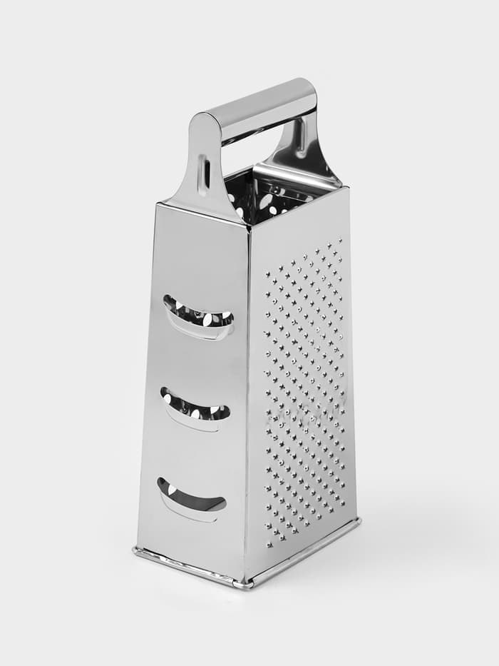 Тёрка четырёхгранная Доляна «Металлик», 10×7.5×23.5 см, цвет хромированный