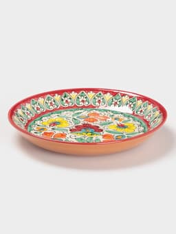 Ляган узбекский Риштанская Керамика «Турецкий узор», d=24.5 см, красный