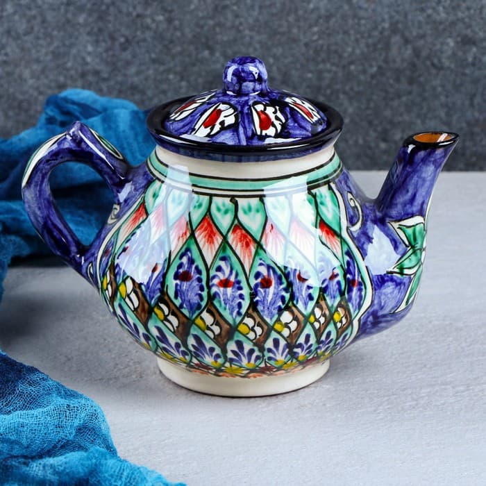 Чайник узбекский Риштанская Керамика, 700 мл, МИКС
