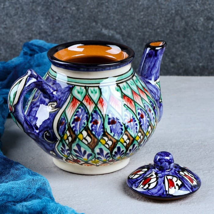 Чайник узбекский Риштанская Керамика, 700 мл, МИКС