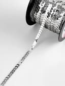 Пайетки на нити, 6 мм, 91 ± 1 м, цвет серебряный №1