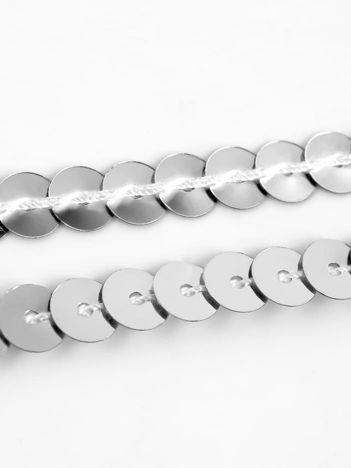 Пайетки на нити, 6 мм, 91 ± 1 м, цвет серебряный №1