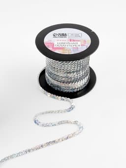 Пайетки на нити, голография, 6 мм, 91±1 м, цвет серебряный