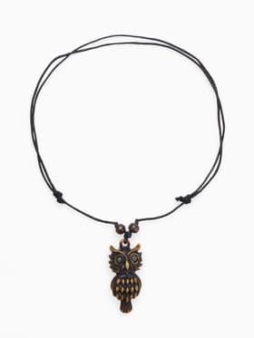 Кулон на шнурке «Филин», коричнево-чёрный на чёрном шнурке, 80 см