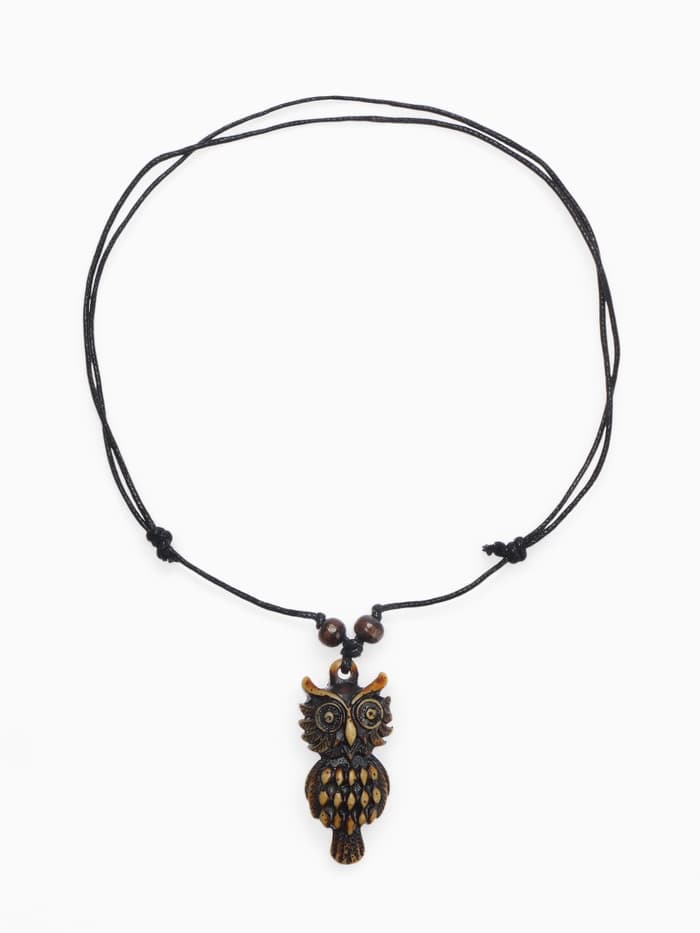 Кулон на шнурке «Филин», коричнево-чёрный на чёрном шнурке, 80 см