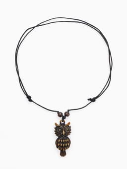 Кулон на шнурке «Филин», коричнево-чёрный на чёрном шнурке, 80 см