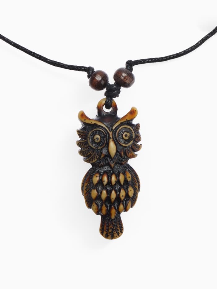Кулон на шнурке «Филин», коричнево-чёрный на чёрном шнурке, 80 см