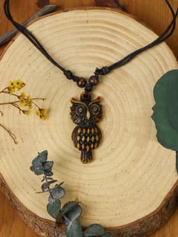 Кулон на шнурке «Филин», коричнево-чёрный на чёрном шнурке, 80 см
