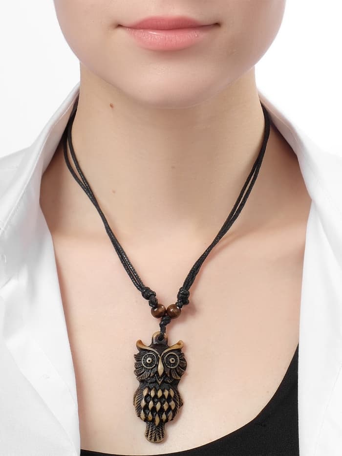 Кулон на шнурке «Филин», коричнево-чёрный на чёрном шнурке, 80 см