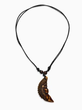 Кулон мужской «Индеец», коричнево-чёрный на чёрном шнурке, 40-80 см регулируется
