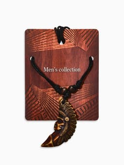 Кулон мужской «Индеец», коричнево-чёрный на чёрном шнурке, 40-80 см регулируется
