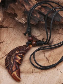 Кулон мужской «Индеец», коричнево-чёрный на чёрном шнурке, 40-80 см регулируется