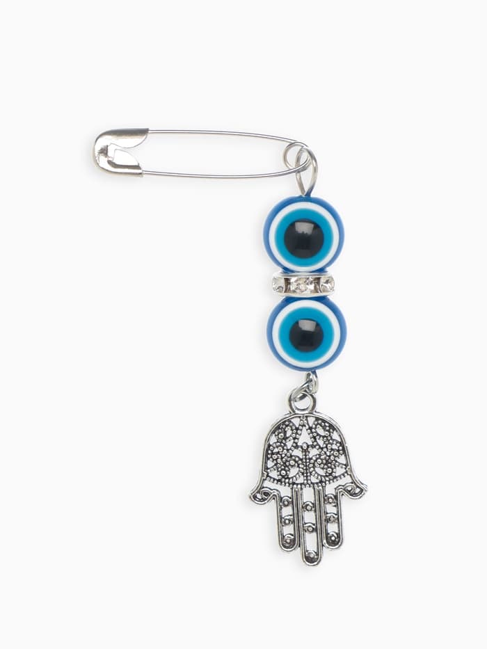 Булавка-оберег «Защита от сглаза», 2.2 см, синяя в серебре