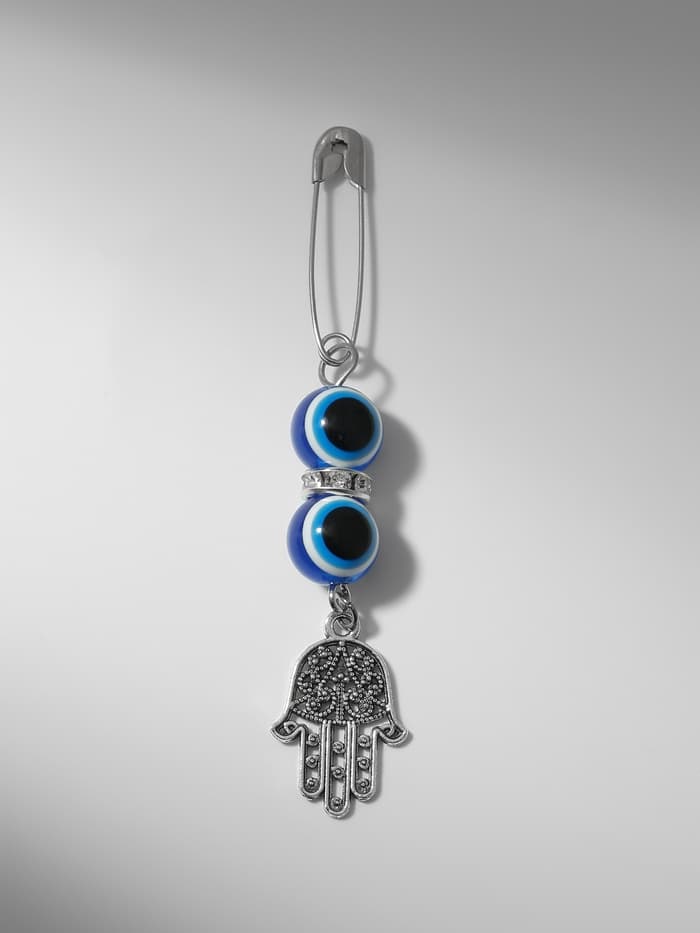 Булавка-оберег «Защита от сглаза», 2.2 см, синяя в серебре
