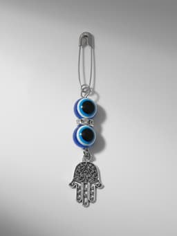 Булавка-оберег «Защита от сглаза», 2.2 см, синяя в серебре