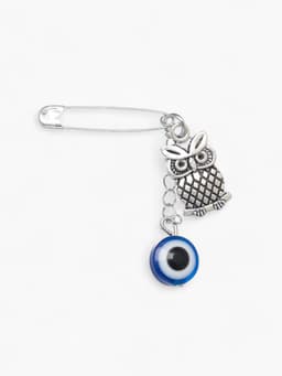 Булавка-оберег «Удачи на дороге», 6 см, синяя в серебре