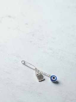 Булавка-оберег «Удачи на дороге», 6 см, синяя в серебре