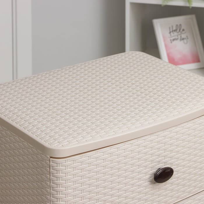 Комод 4-х секционный «Плетёнка», цвет слоновая кость