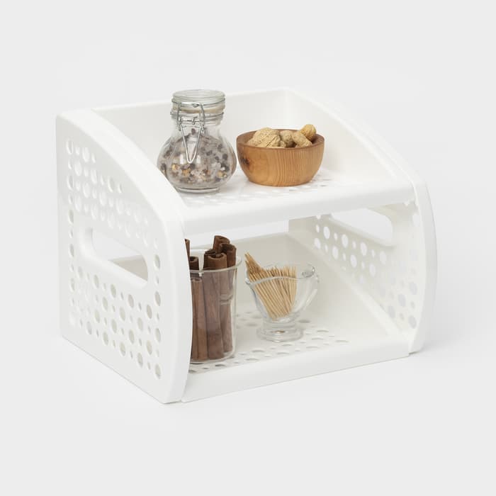 Этажерка кухонная настольная 2-х секционная Альтернатива, пластик, 25×21×20 см, белая