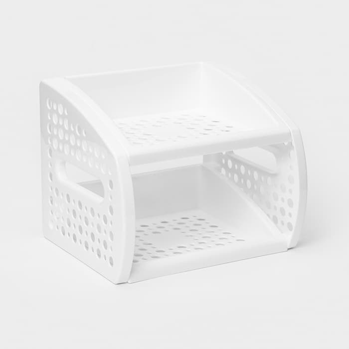 Этажерка кухонная настольная 2-х секционная Альтернатива, пластик, 25×21×20 см, белая