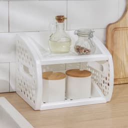 Этажерка кухонная настольная 2-х секционная Альтернатива, пластик, 25×21×20 см, белая