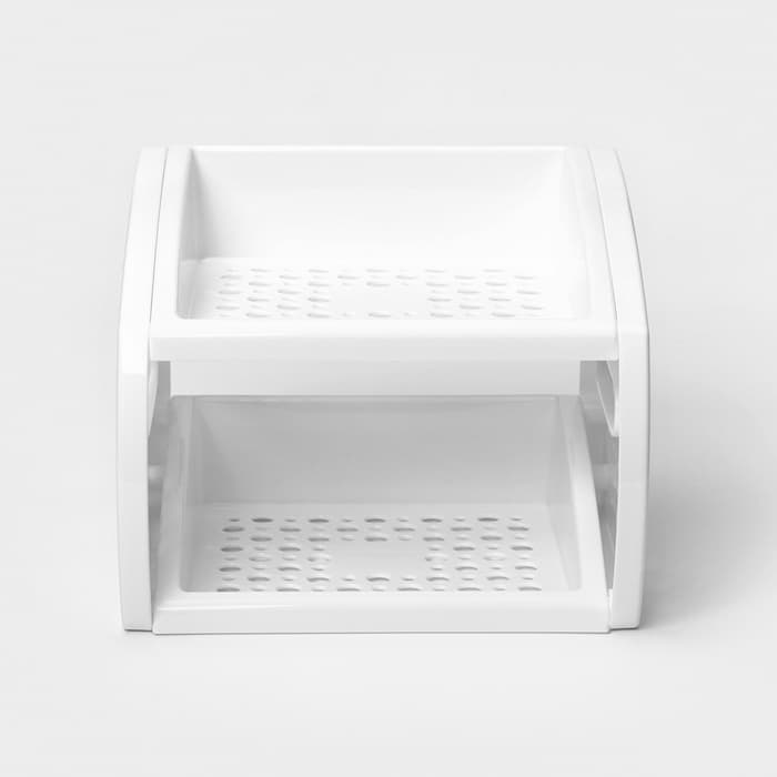 Этажерка кухонная настольная 2-х секционная Альтернатива, пластик, 25×21×20 см, белая