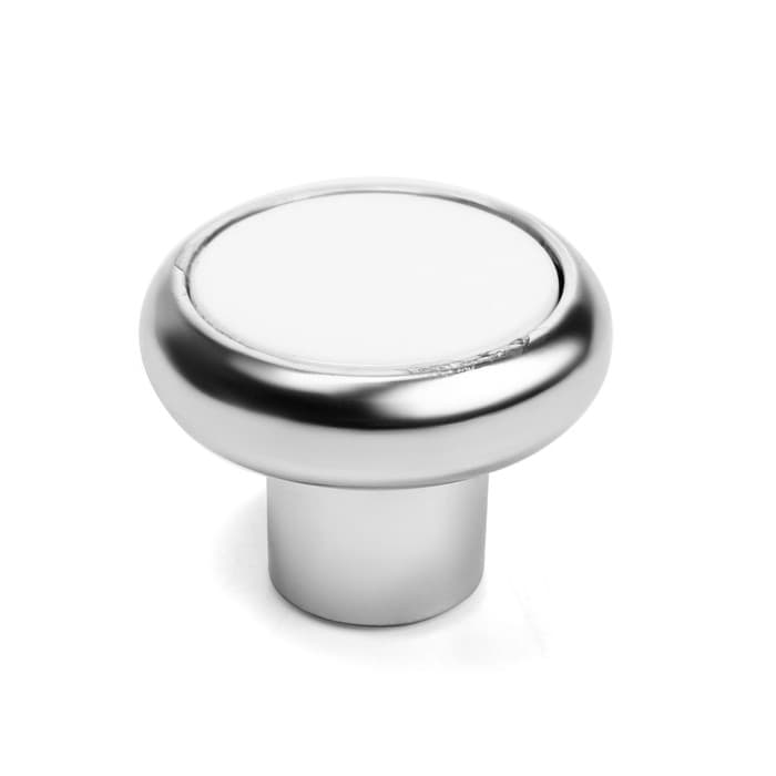 Ручка-кнопка ТУНДРА РК101, цвет хром с белой вставкой