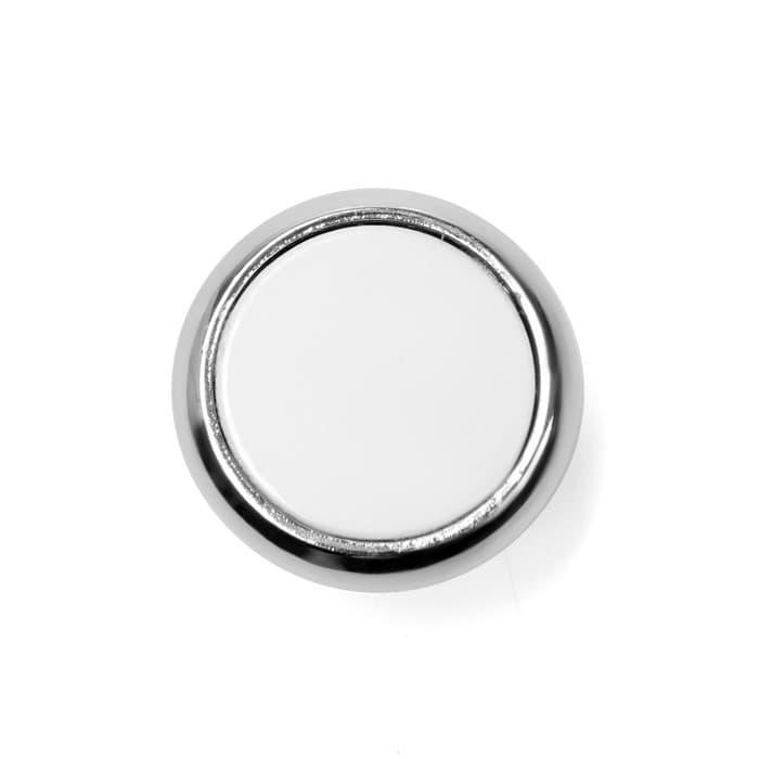 Ручка-кнопка ТУНДРА РК101, цвет хром с белой вставкой