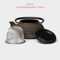 Чайник Доляна «Восточная ночь. Золото», 300 мл, с ситом, чугун, индукция, золотистый