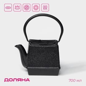 Чайник Доляна «Бокей. Этно», 700 мл, с ситом, с эмалированным покрытием, индукция, чугун, чёрный