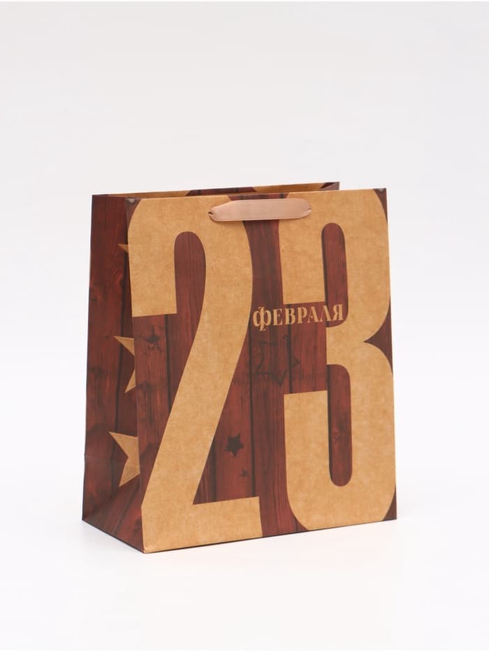 Пакет подарочный крафтовый, упаковка, «23 Февраля», ML 23×27×8 см