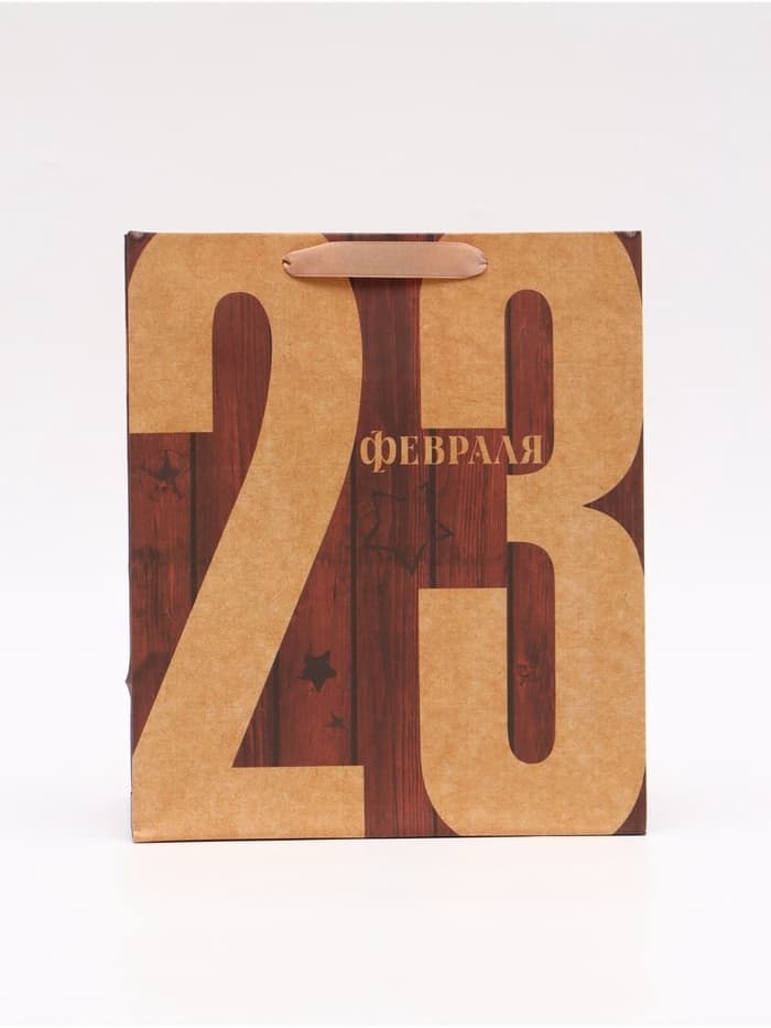 Пакет подарочный крафтовый, упаковка, «23 Февраля», ML 23×27×8 см