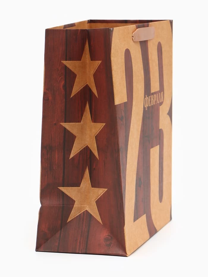 Пакет подарочный крафтовый, упаковка, «23 Февраля», ML 23×27×8 см