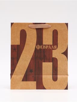 Пакет подарочный крафтовый, упаковка, «23 Февраля», ML 23×27×8 см