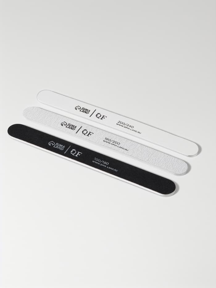 Набор пилок для ногтей, прямых, 100/180, 180/200, 200/240 грит, 18 см, 3 шт.
