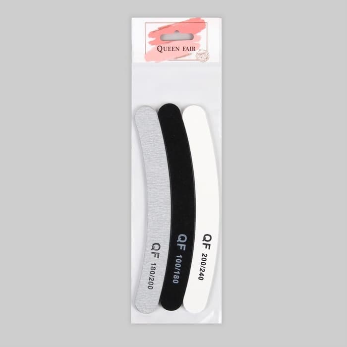 Набор пилок для ногтей, бумеранг, 100/180, 180/200, 200/240 грит, 18 см, 3 шт.