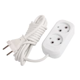 Удлинитель Smartbuy, 2 розетки, 3 м, 10 А, 2200 Вт, ПВС 2×1 мм², без заземления, белый