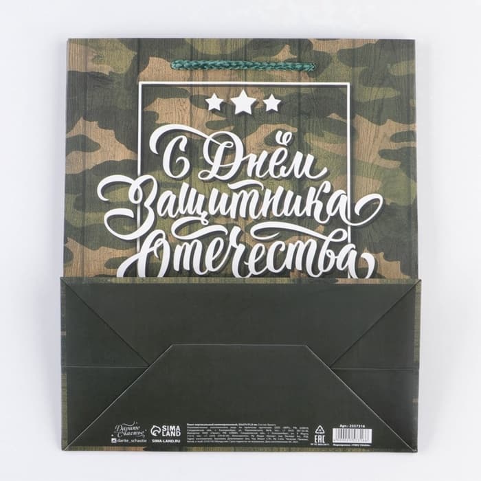 Пакет подарочный ламинированный, упаковка, «С 23 февраля», ML 27×23×11.5 см