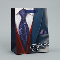 Пакет подарочный ламинированный, упаковка, «Поздравляю!», 18×23×8 см