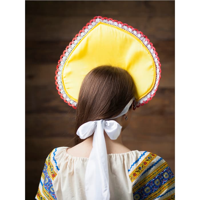 Кокошник «Хохлома ягодки», жёлтый атлас