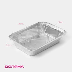 Форма для выпечки и запекания Доляна, фольга, 960 мл, 21.8×15.5×4 см, серебристая