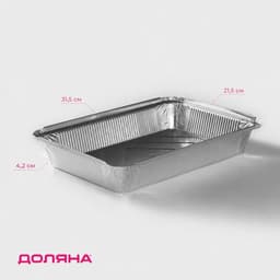 Форма для выпечки и запекания Доляна, 2.1 л, 31.5×21.5×4.2 см, фольга, серебристая